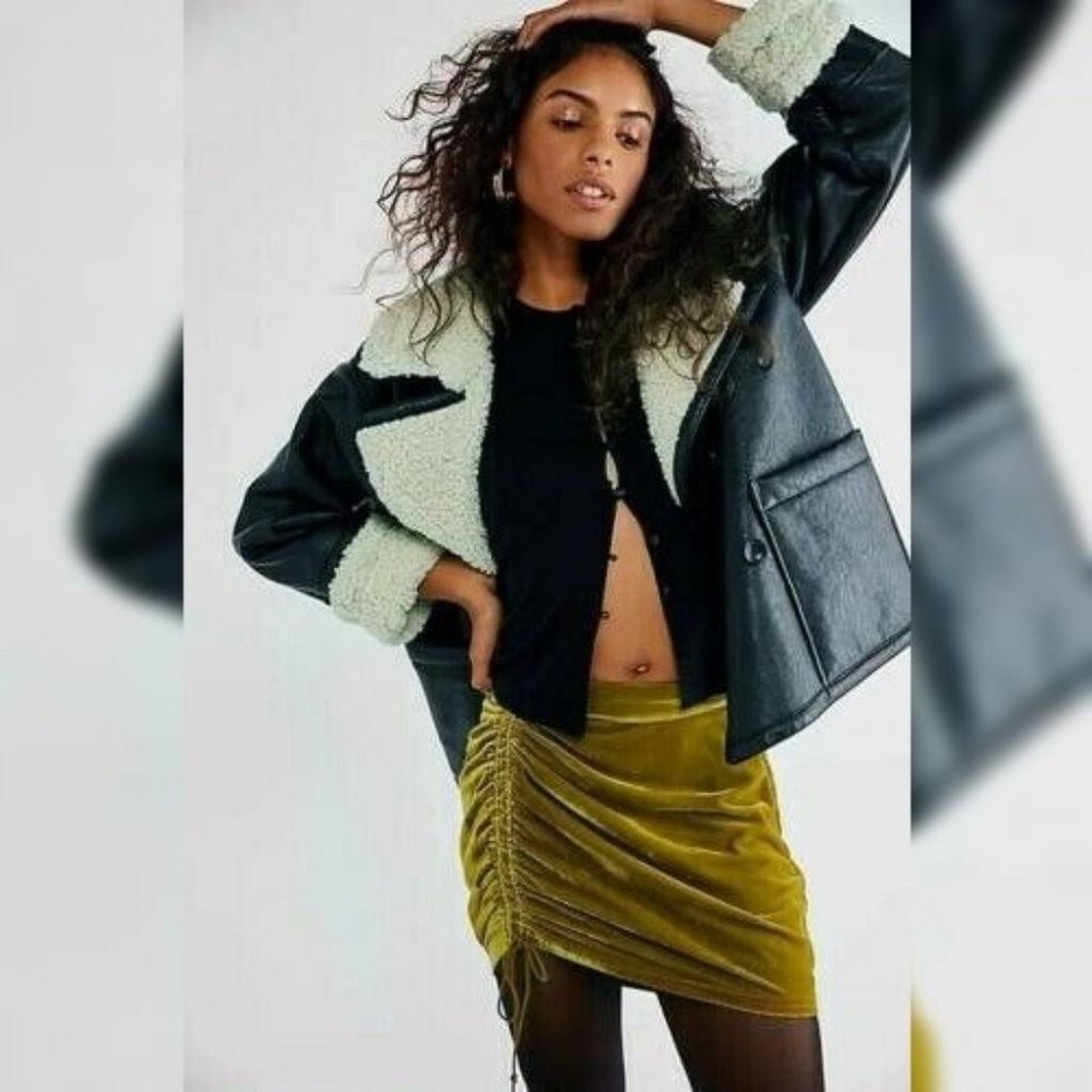 Free People Vivienne Ruched Velvet Skirt